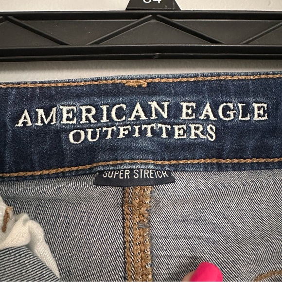 Distressed Dark Wash American Eagle Jean Shorts - Picture 3 of 5